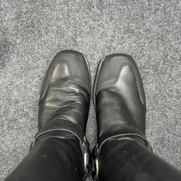 Milwaukee 11" Harness Boots Mens Size 9 Black Leather Drag Square Toe Motorcycle - Picture 11 of 14